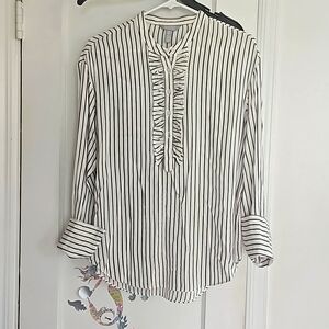 Ellen Tracy brown and white blouse